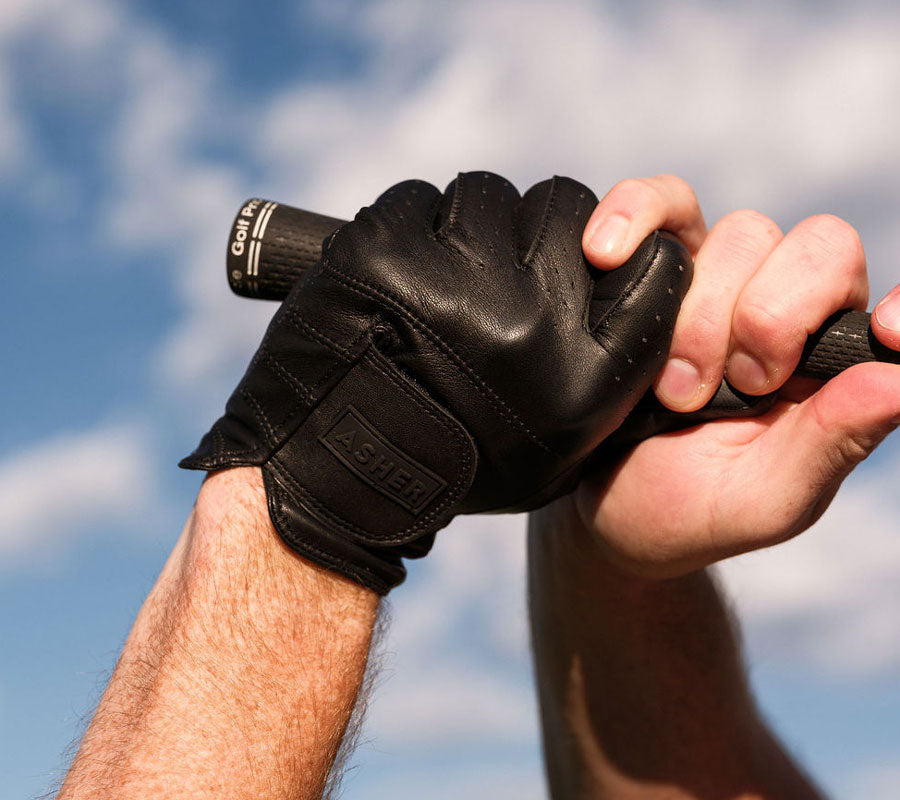 ASHER GOLF プレミアムレザーグローブ 左手 Mサイズ 黒＋白セット Jet Black | Best Golf Gloves | Asher Golf